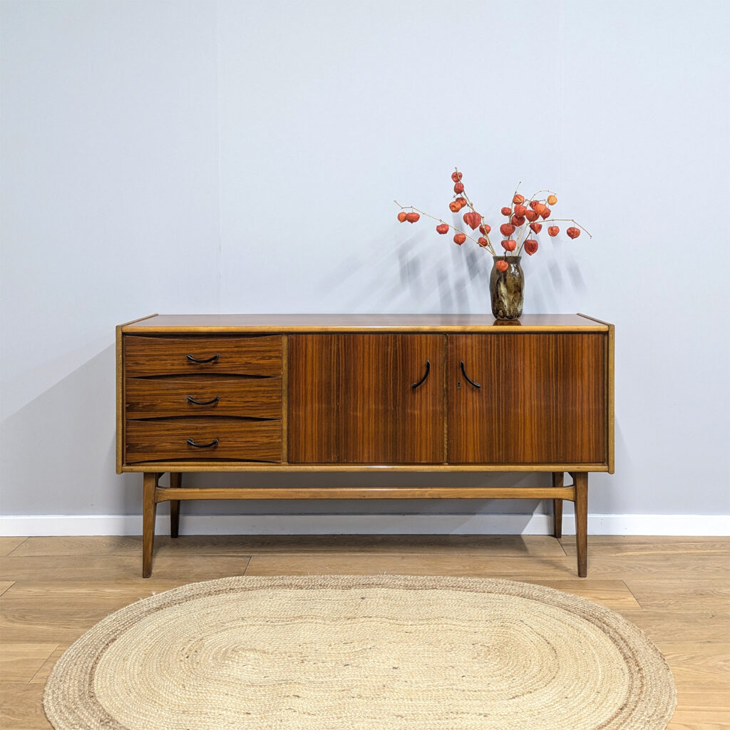 Unusual Midcentury 1960s Sideboard with Long Tapered Legs
