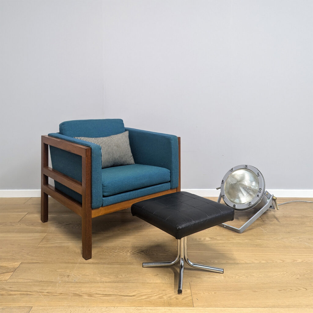 Vintage Danish 'Embassy' Lounge Chair in Teal Wool by Otto Larsen for Soborg Mobelfabrik