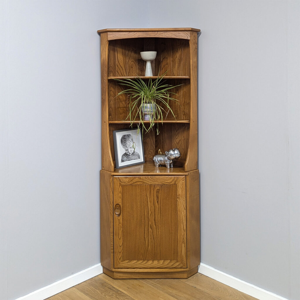 Original 1980s Ercol 'Windsor' Tall Corner Cabinet