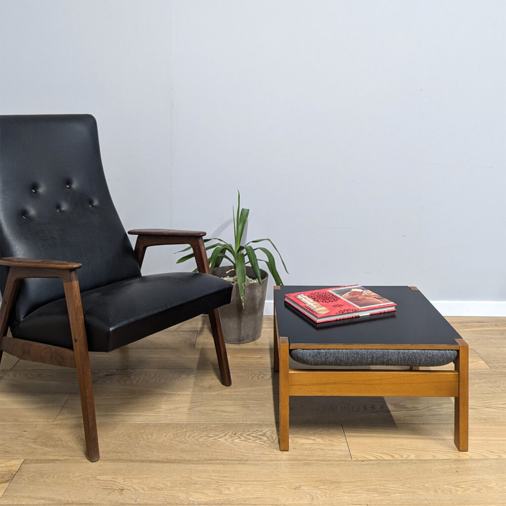 Vintage 1960s Teak Flip-top Ottoman / Coffee Table by Cornwell Norton