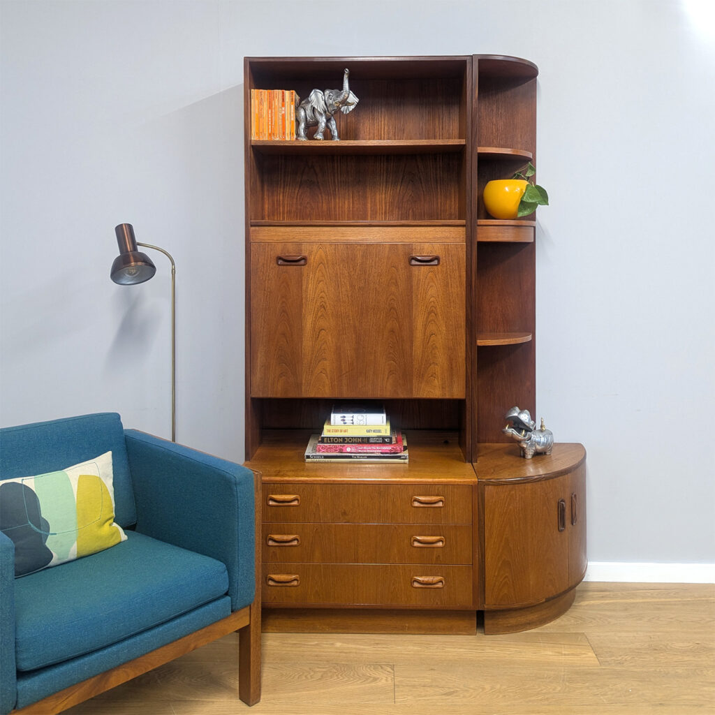 Vintage G Plan Fresco Shelf Wall Unit with Bureau & Drawers