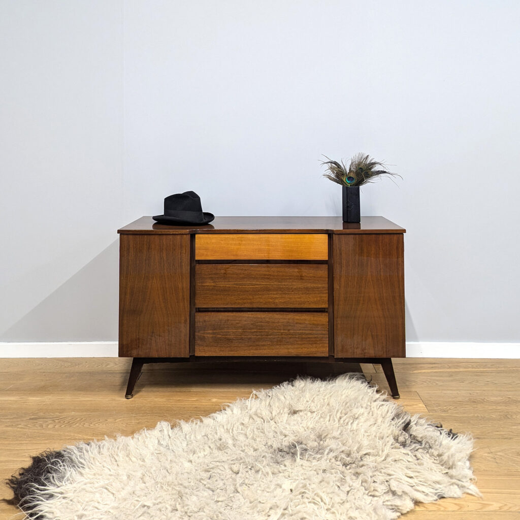 Original Vintage 1960s Meredew Walnut Sideboard / Dressing Table