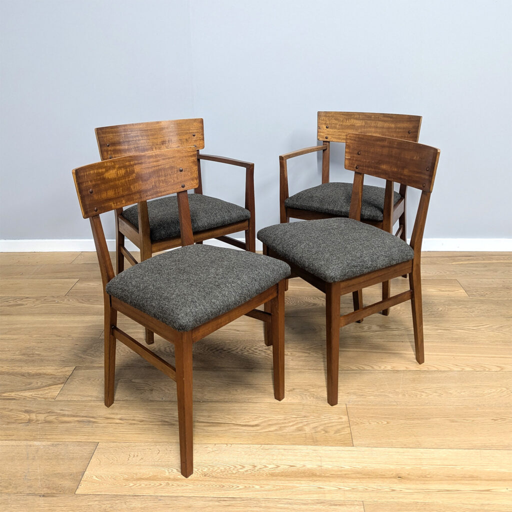 Set of Four Vintage Early 1950s Dining Chairs by Gordon Russell - New Upholstery