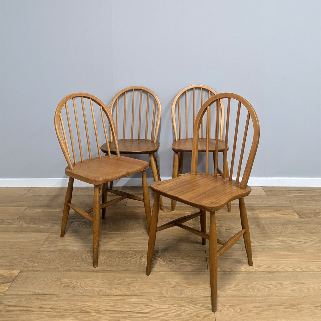 Set of Four Original Mixed Vintage Ercol Dining Chairs