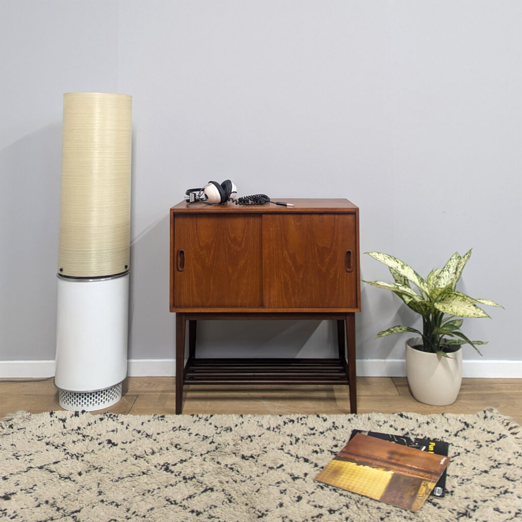Midcentury 1970s Teak Record Cabinet with Lower Shelf Rack