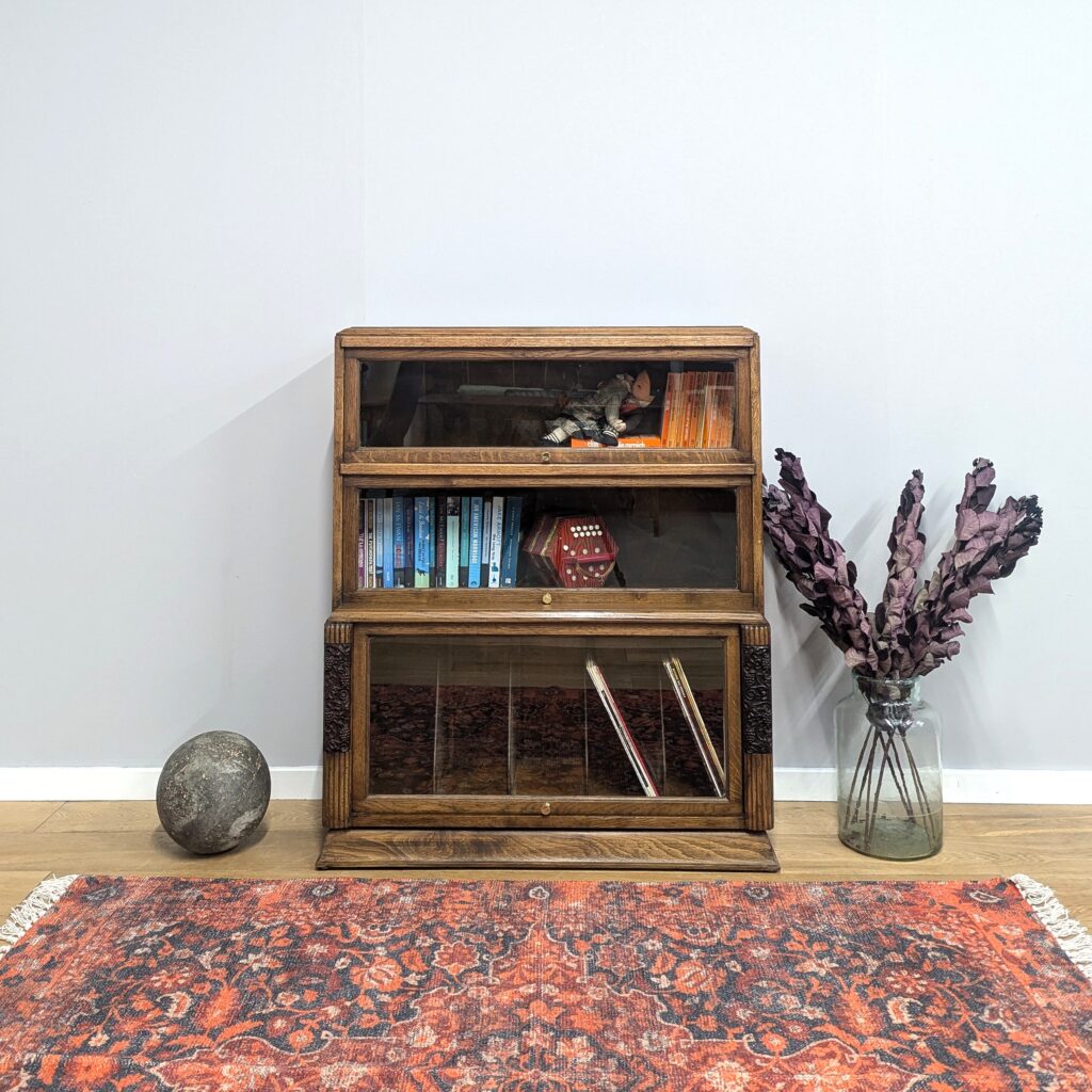 Antique Art Deco Three Tier Glass Door Oak Barristers' Bookcase