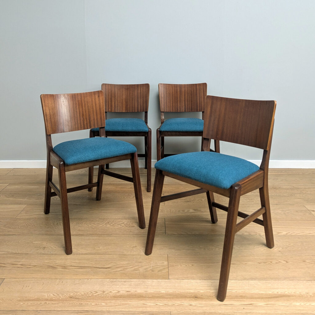 Set of Four Vintage Early 1950s Dining Chairs - Newly Reupholstered
