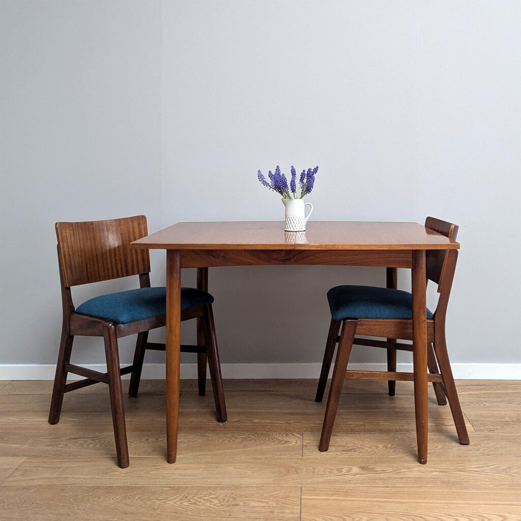 Compact Vintage 1960s Teak Extending Dining Table