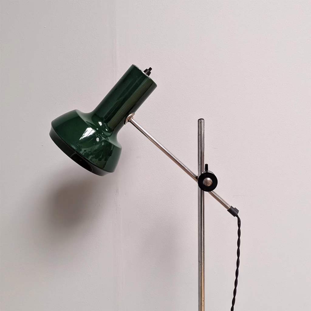 Vintage Danish 1970s Green Spotlight Floor Lamp - Fully Restored