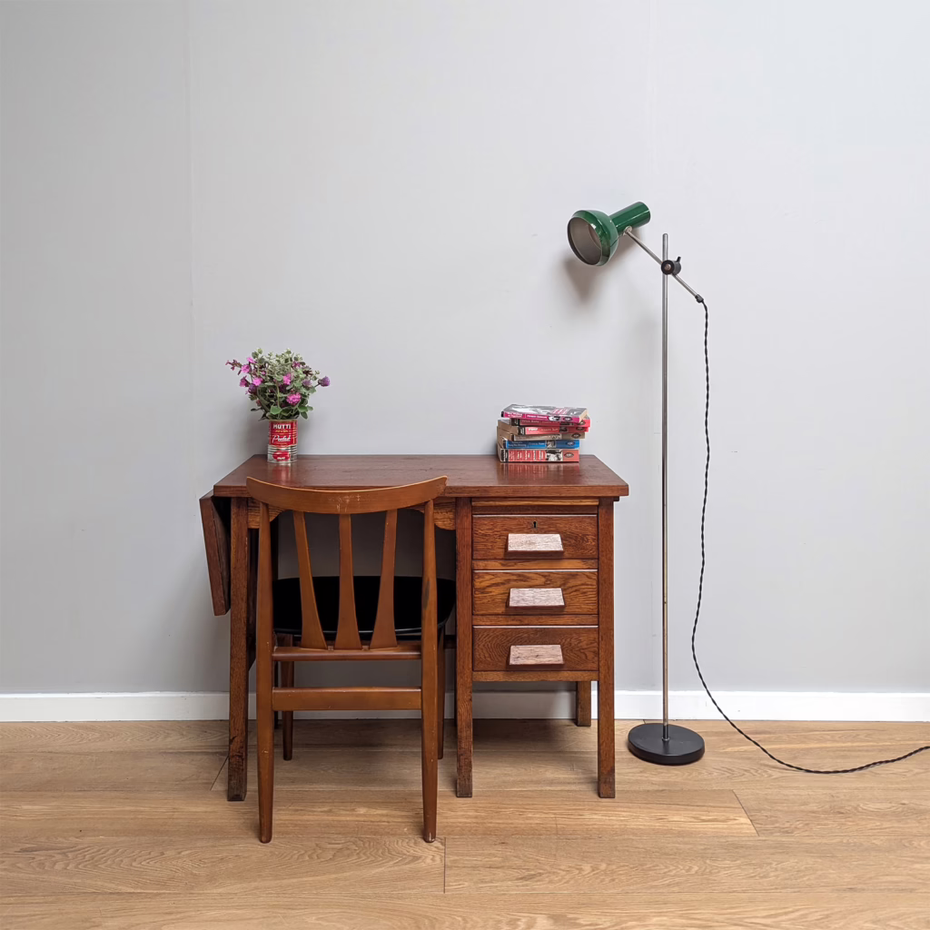 Vintage 1930s Extending English Oak Desk with Drawers
