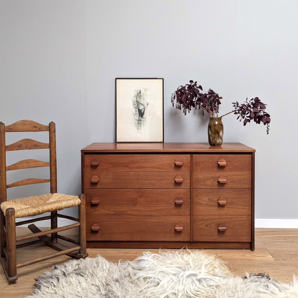 Midcentury Stag Double Bank 'Cantata' Chest of Drawers / Dressing Table
