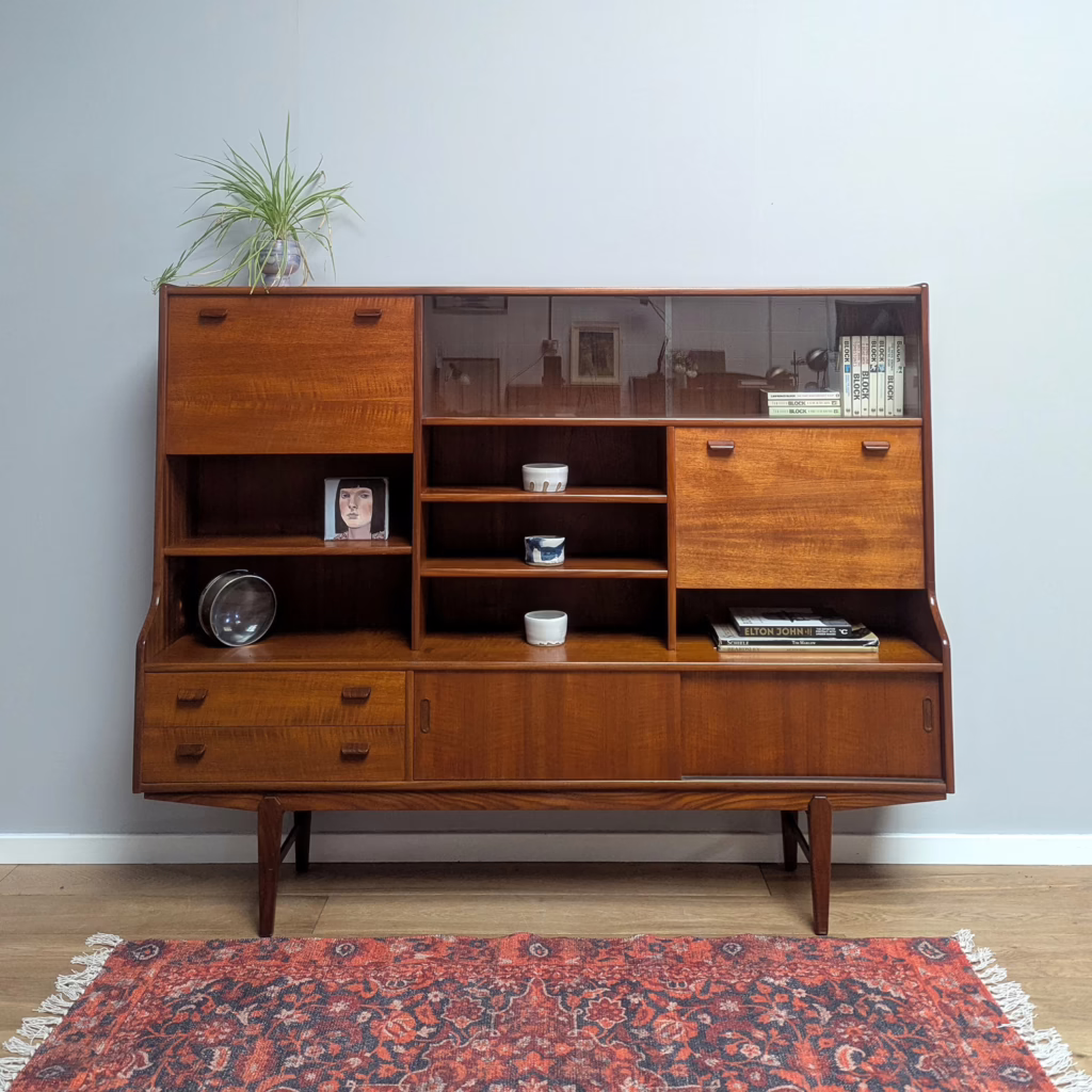 Large Vintage 1960s Teak High Sideboard by Roseberry