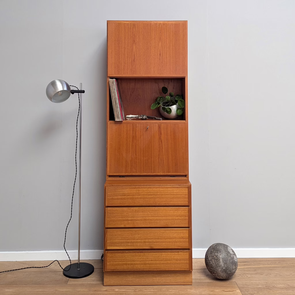 Tall Midcentury Danish Teak Multi-functional Cabinet by Omann Jun