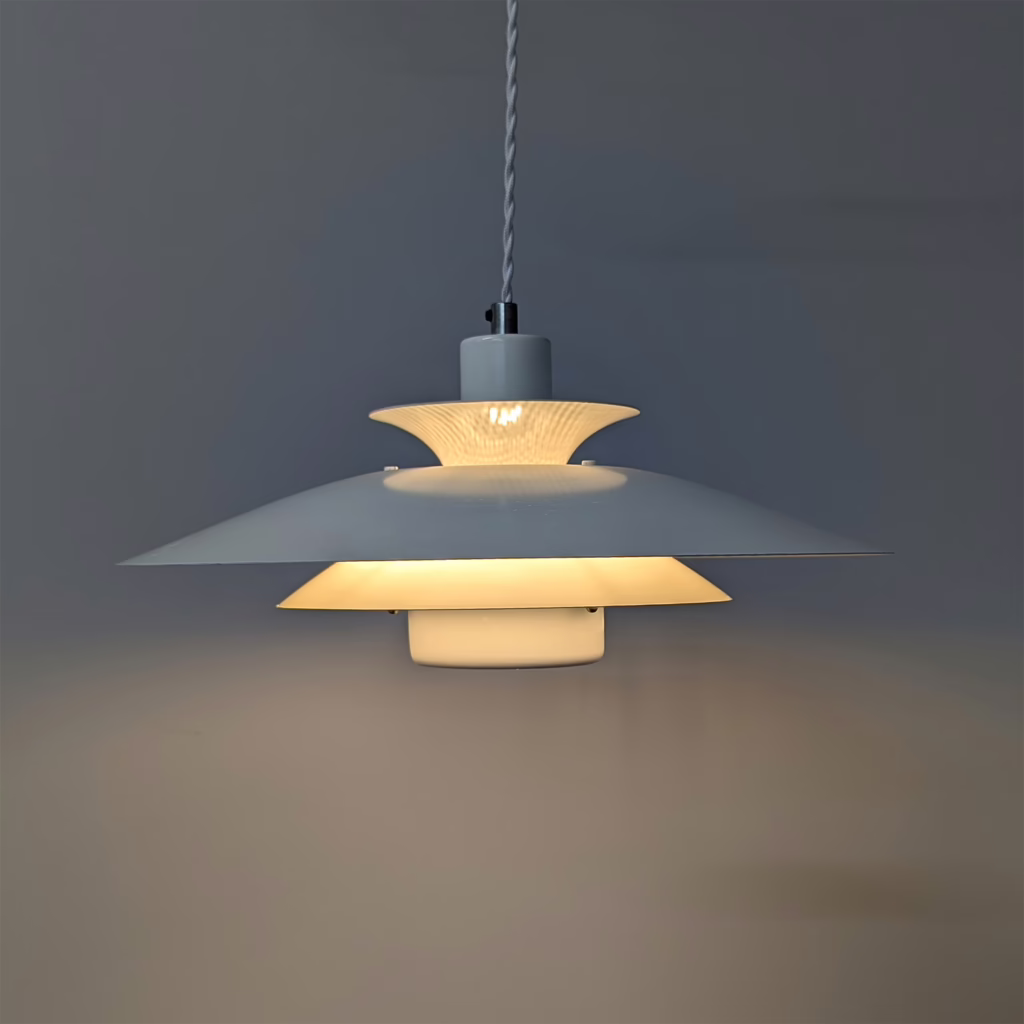 Vintage Danish 1970s White 'Volga' Pendant Lampshade by Jeka - Fully Restored