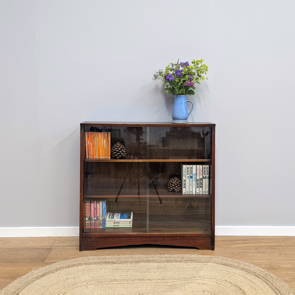 Vintage Teak Glazed Bookcase by Herbert Gibbs