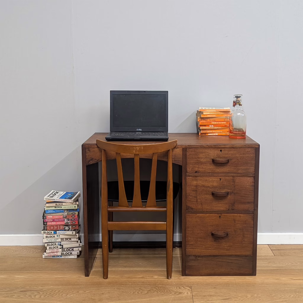 Small Vintage Early 20th C Art Deco Mahogany Desk