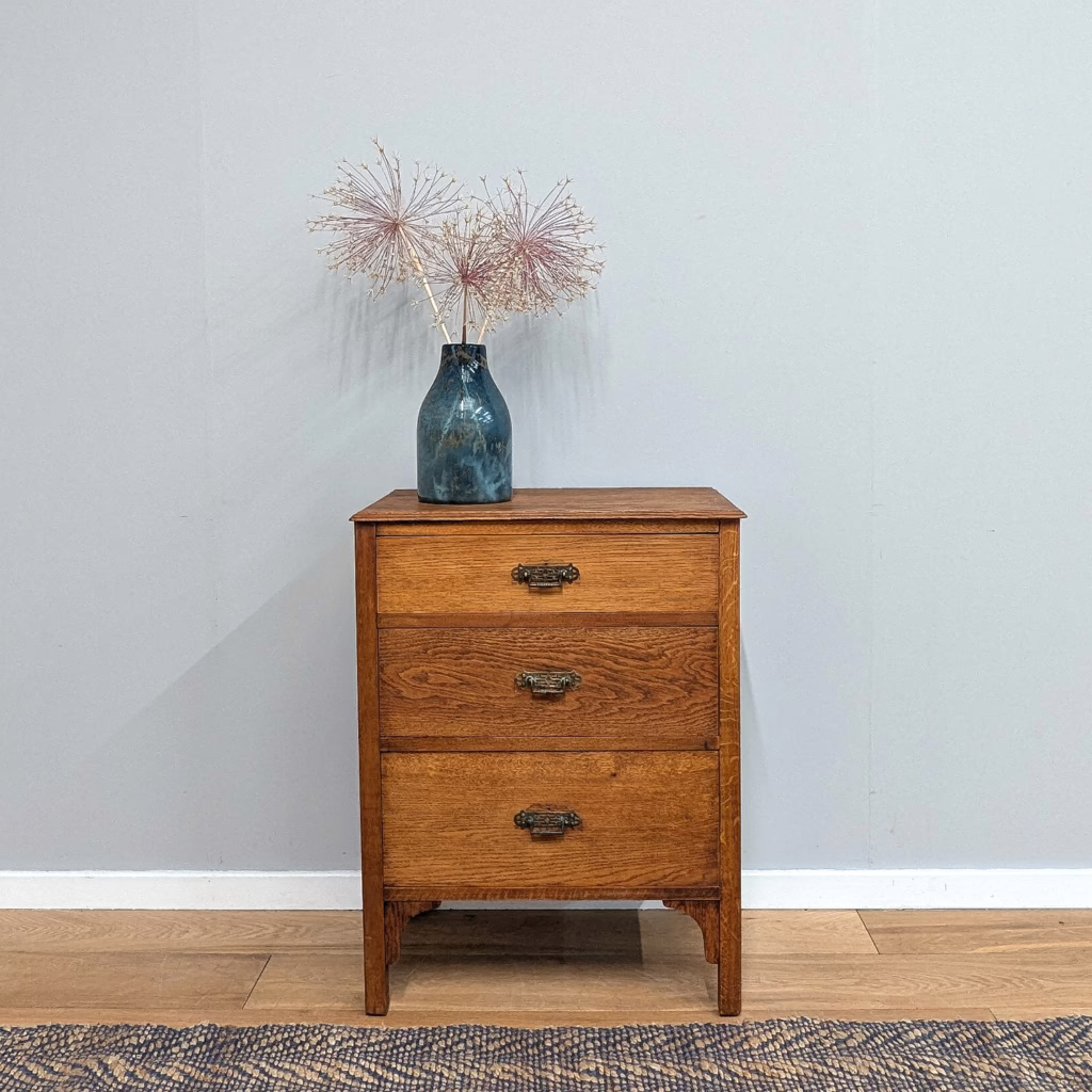 Vintage Edwardian Golden Oak Compact Chest of Drawers