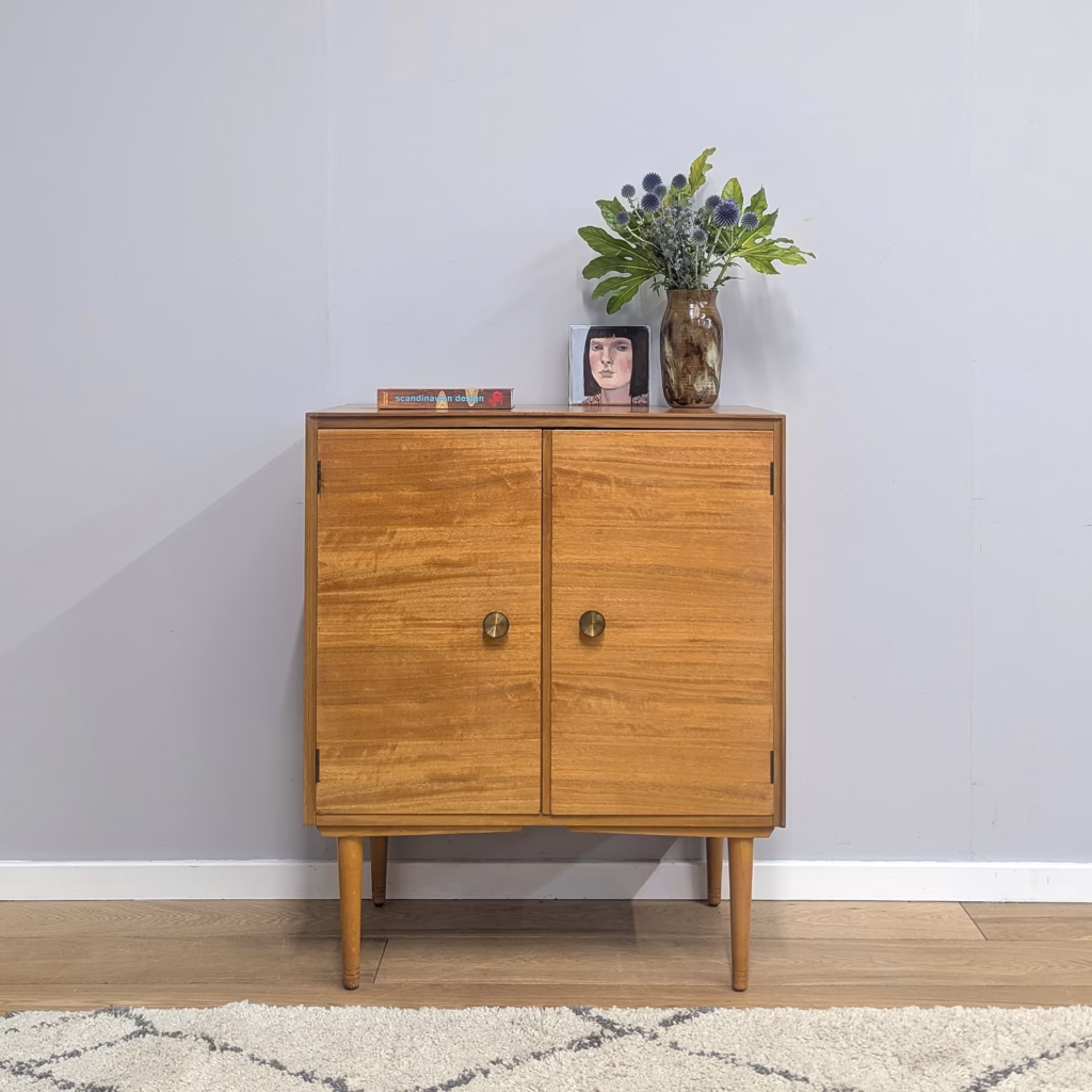 Vintage 1940s CC41 Stamped Walnut Cabinet by GW Evans